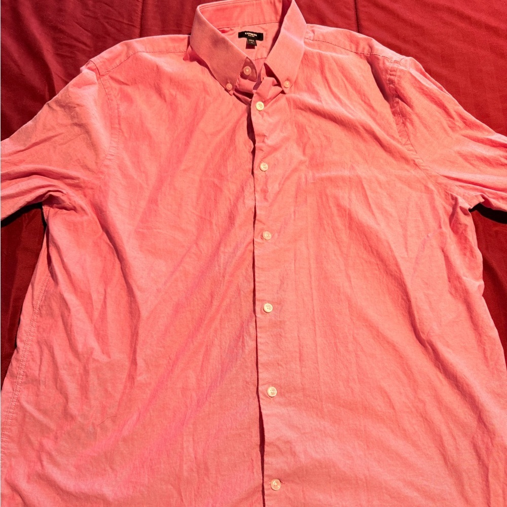 Express Pink Casual Button Down Shirt
